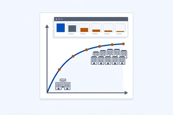 Diminishing returns curve for directory listing volume against visibility gain