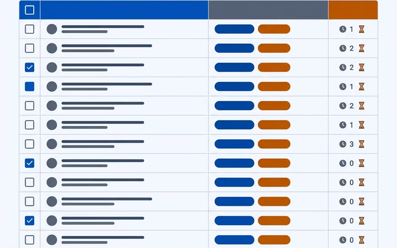 Checklist panel with task rows, lesson tags and time estimates