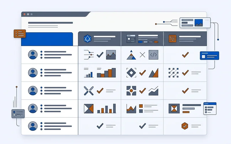 Prompt test sheet listing customer-style questions with result columns for three AI engines