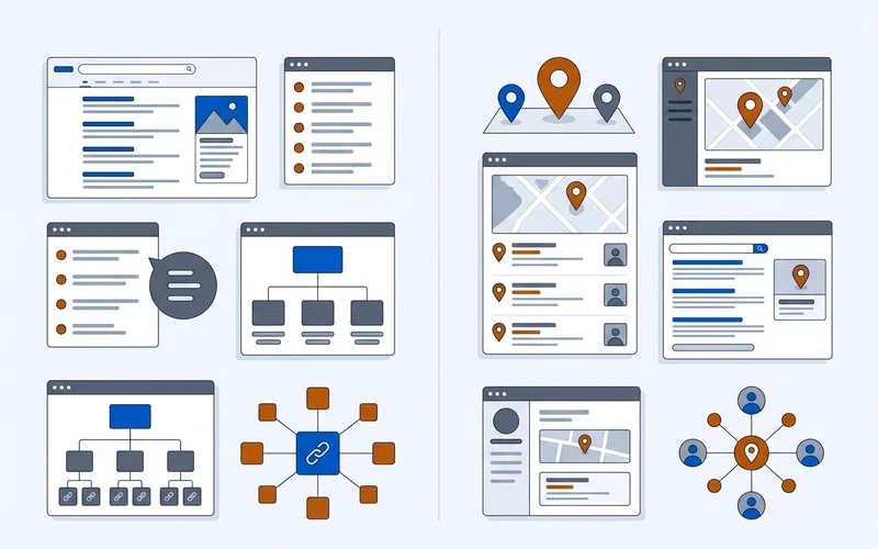 Side-by-side comparison panel of classic SEO inputs versus GEO inputs