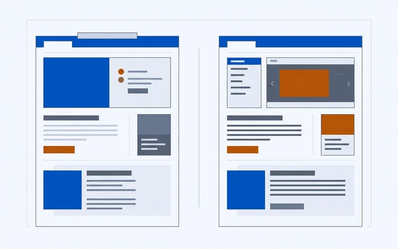 Side-by-side copy comparison of vague marketing text versus specific factual text