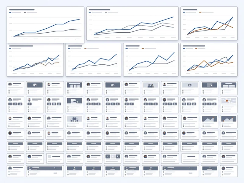 Illustration of more than two hundred local business site builds with Search Console trend lines above them